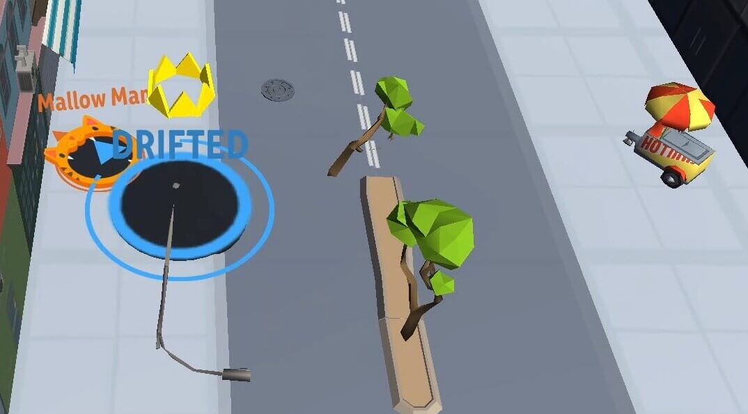 Hole Arena black hole collecting city objects