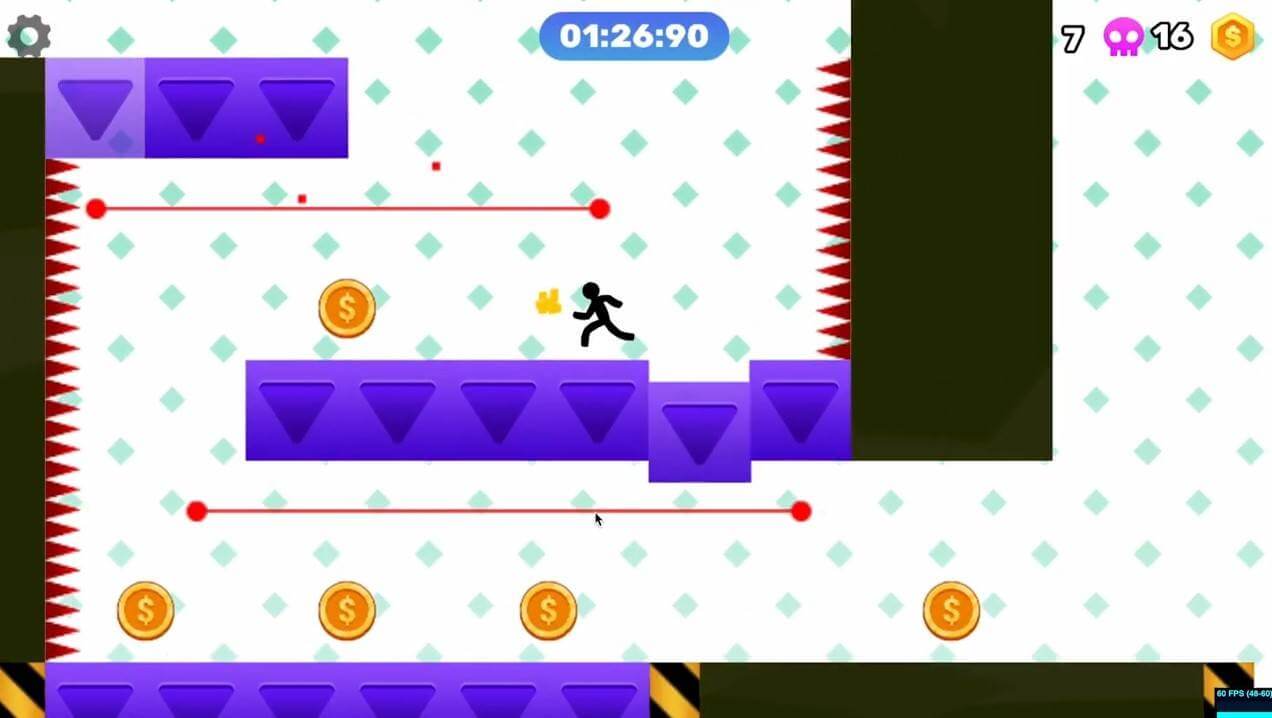 Stickman running through Vex 9 obstacles